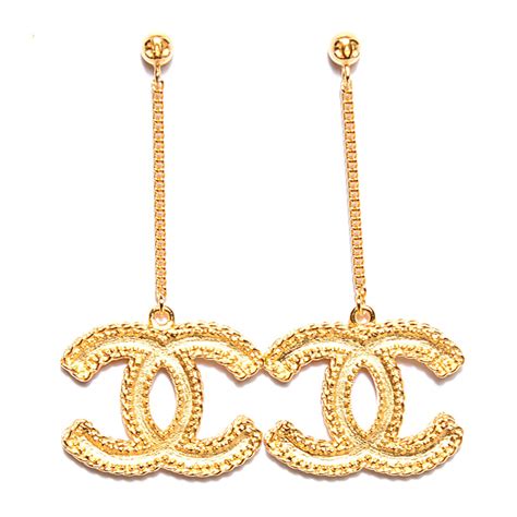 white gold chanel logo earrings|chanel name drop earrings.